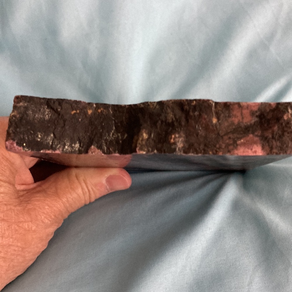 Rhodonite slab. Pink, black and brown. Place in southwest part of house. - Picture 3 of 5